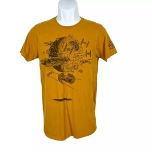 Men's Star Wars Death Star Mustard Graphic Tee T-Shirt Medium
